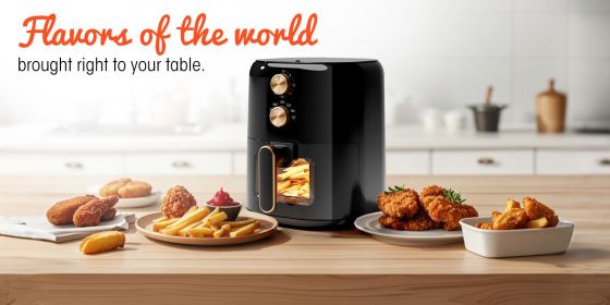 Air Fryer 4-in-1 with 4.5 QT Capacity, Air Fry, Roast, Reheat, Dehydrate, Air Crisp Technology with 400F for hot, crispy results in just minutes