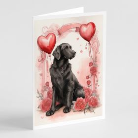 Flat-Coated Retriever Valentine Roses Greeting Cards Pack of 8 Blank Cards with Envelopes Whimsical A7 Size 5x7 Blank Note Cards