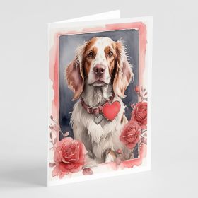 English Setter Valentine Roses Greeting Cards Pack of 8 Blank Cards with Envelopes Whimsical A7 Size 5x7 Blank Note Cards