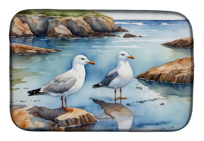 Gulls Scavenging Dish Drying Mat Absorbent Dish Drying Mat Pad for Kitchen Counter Dish Drainer Mat for Countertop, 14 x 21", Multicolor