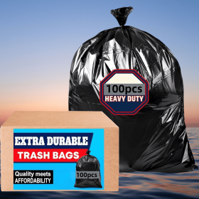 50/ 100 PCS 1.9 MIL Thick 50 Gallon Black Trash Bags, Compatible with 63 Gallon Trash Cans, Strong, Durable, Large Capacity - Great for Home
