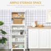 63" Small Buffet with Hutch, 4-Door Kitchen Pantry, Freestanding Storage Cabinet with Adjustable Shelf for Dining Room, Living Room, White