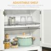 63" Small Buffet with Hutch, 4-Door Kitchen Pantry, Freestanding Storage Cabinet with Adjustable Shelf for Dining Room, Living Room, White