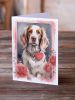 English Setter Valentine Roses Greeting Cards Pack of 8 Blank Cards with Envelopes Whimsical A7 Size 5x7 Blank Note Cards