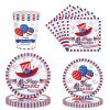 Dinnerware Set for independence day Decorations; Patriotic Party; American Flag Party Decoration include Plates; Napkins; Cups; and Tableware