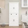 71" Kitchen Pantry Storage Cabinet with 4 Doors(2Doors with Racks),1 Drawer, 2 Adjustable Shelves, Freestanding Cupboard for Kitchen