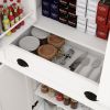 71" Kitchen Pantry Storage Cabinet with 4 Doors(2Doors with Racks),1 Drawer, 2 Adjustable Shelves, Freestanding Cupboard for Kitchen