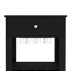 39" H black bar- coffee cart, Kitchen or living room cabinet storage, with 12 bottle racks, a central shelf with 1 Cup holders