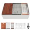 33x20 inch White Farmhouse Sink Workstation - Ceramic Single Bowl Farm Kitchen Sink
