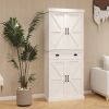 71" Kitchen Pantry Storage Cabinet with 4 Doors(2Doors with Racks),1 Drawer, 2 Adjustable Shelves, Freestanding Cupboard for Kitchen