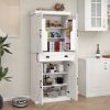 71" Kitchen Pantry Storage Cabinet with 4 Doors(2Doors with Racks),1 Drawer, 2 Adjustable Shelves, Freestanding Cupboard for Kitchen