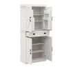 71" Kitchen Pantry Storage Cabinet with 4 Doors(2Doors with Racks),1 Drawer, 2 Adjustable Shelves, Freestanding Cupboard for Kitchen