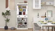 71" Kitchen Pantry Storage Cabinet with 4 Doors(2Doors with Racks),1 Drawer, 2 Adjustable Shelves, Freestanding Cupboard for Kitchen