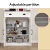 71" Kitchen Pantry Storage Cabinet with 4 Doors(2Doors with Racks),1 Drawer, 2 Adjustable Shelves, Freestanding Cupboard for Kitchen