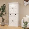 71" Kitchen Pantry Storage Cabinet with 4 Doors(2Doors with Racks),1 Drawer, 2 Adjustable Shelves, Freestanding Cupboard for Kitchen