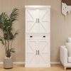 71" Kitchen Pantry Storage Cabinet with 4 Doors(2Doors with Racks),1 Drawer, 2 Adjustable Shelves, Freestanding Cupboard for Kitchen
