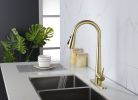 Kitchen Faucet with Pull Down Sprayer , High Arc Single Handle Kitchen Sink Faucet with Deck Plate, Commercial Modern Stainless Steel Kitchen Faucets