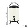 SOGA 10L Stainless Steel Insulated Milk Tea Barrel Hot and Cold Beverage Dispenser Container with Faucet White