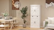 71" Kitchen Pantry Storage Cabinet with 4 Doors(2Doors with Racks),1 Drawer, 2 Adjustable Shelves, Freestanding Cupboard for Kitchen