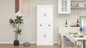 71" Kitchen Pantry Storage Cabinet with 4 Doors(2Doors with Racks),1 Drawer, 2 Adjustable Shelves, Freestanding Cupboard for Kitchen