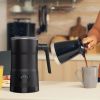 Electric Milk Frother and Steamer. Large Volume 11.8oz. Functional 4-in-1 Black Automatic Milk Steamer for Latte, Hot Chocolate
