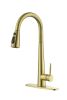 Kitchen Faucet with Pull Down Sprayer , High Arc Single Handle Kitchen Sink Faucet with Deck Plate, Commercial Modern Stainless Steel Kitchen Faucets