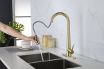 Kitchen Faucet with Pull Down Sprayer , High Arc Single Handle Kitchen Sink Faucet with Deck Plate, Commercial Modern Stainless Steel Kitchen Faucets