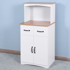 Wooden Kitchen Cabinet White Pantry Storage Microwave Cabinet with Storage Drawer (Color: White)