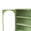 27.56"Glass Doors Modern Two-door Wall Cabinet with Featuring Three-tier Storage for Entryway Living Room Bathroom Dining Room