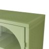 27.56"Glass Doors Modern Two-door Wall Cabinet with Featuring Three-tier Storage for Entryway Living Room Bathroom Dining Room