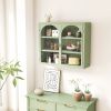 27.56"Glass Doors Modern Two-door Wall Cabinet with Featuring Three-tier Storage for Entryway Living Room Bathroom Dining Room