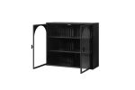 27.56"Glass Doors Modern Two-door Wall Cabinet with Featuring Three-tier Storage for Entryway Living Room Bathroom Dining Room