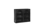 27.56"Glass Doors Modern Two-door Wall Cabinet with Featuring Three-tier Storage for Entryway Living Room Bathroom Dining Room