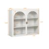 27.56"Glass Doors Modern Two-door Wall Cabinet with Featuring Three-tier Storage for Entryway Living Room Bathroom Dining Room
