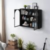 27.56"Glass Doors Modern Two-door Wall Cabinet with Featuring Three-tier Storage for Entryway Living Room Bathroom Dining Room